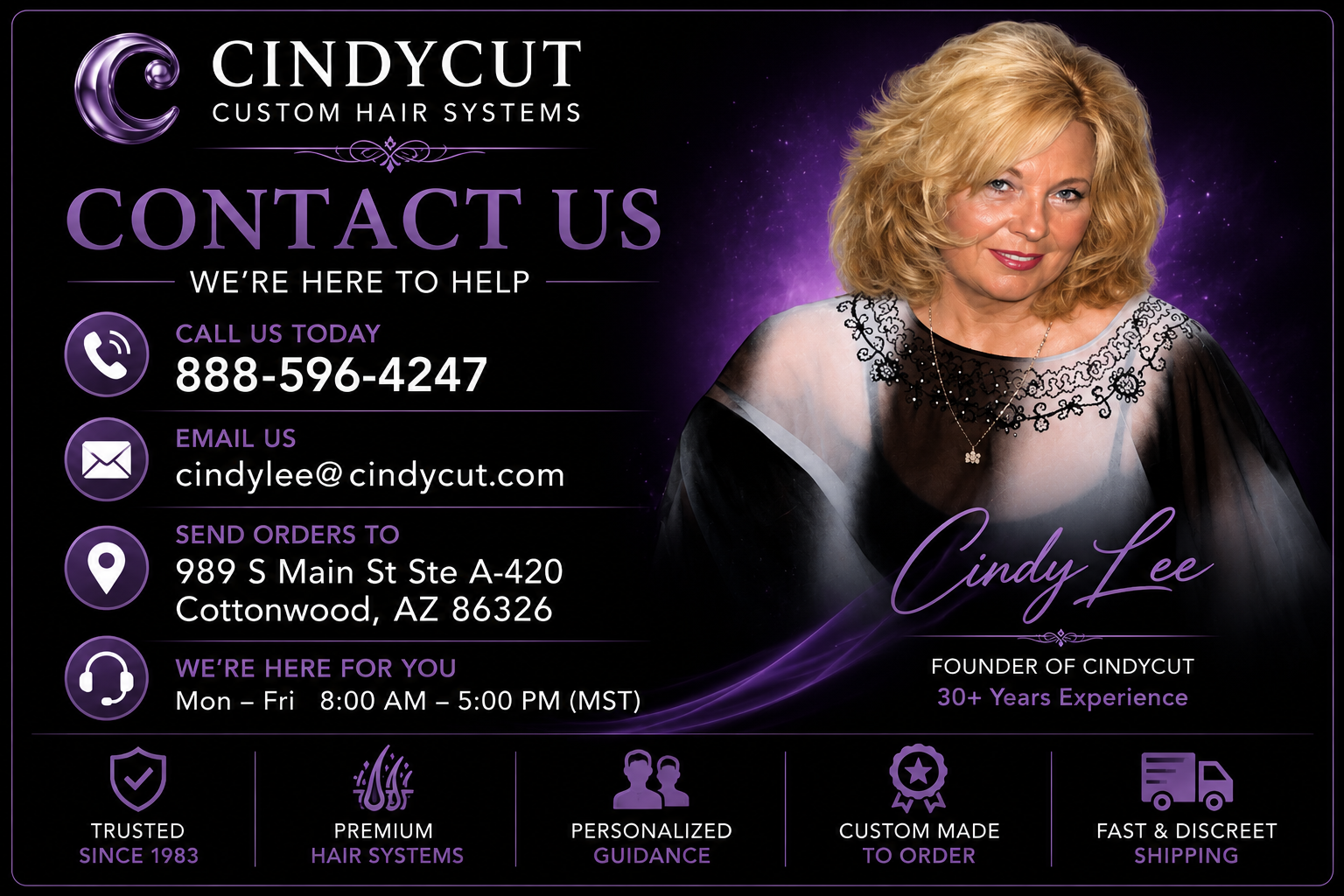 Call Cindycut at 888-596-4247